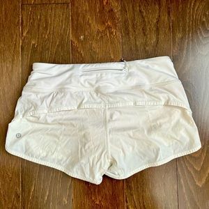 White lululemon running shorts